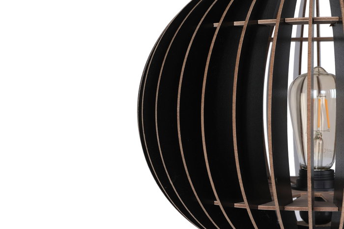 Opviq 192 Lámpara de Pie, Diseño Industrial y Escandinavo, Cuerpo de MDF Negro, Altura 145 cm, E27